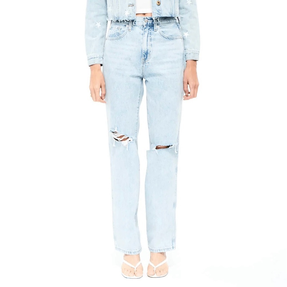 Pistola Light Blue Distressed Cassie Straight Leg Jeans